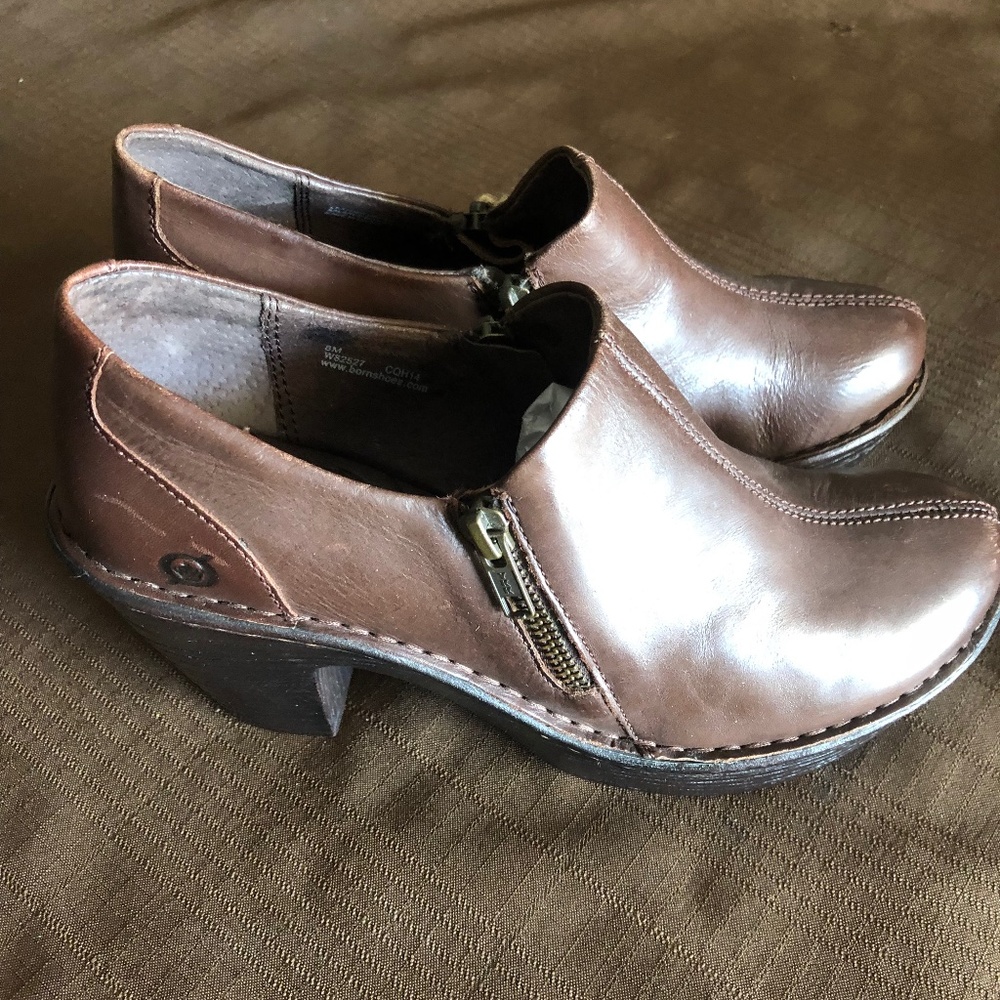 New Born leather platform booties 8M